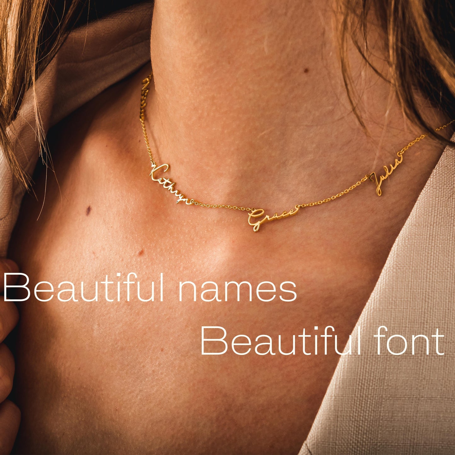 14K Solid Gold Name and Initial Necklace