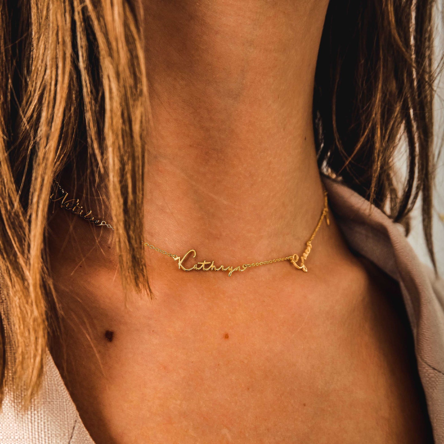 14K Solid Gold Name and Initial Necklace