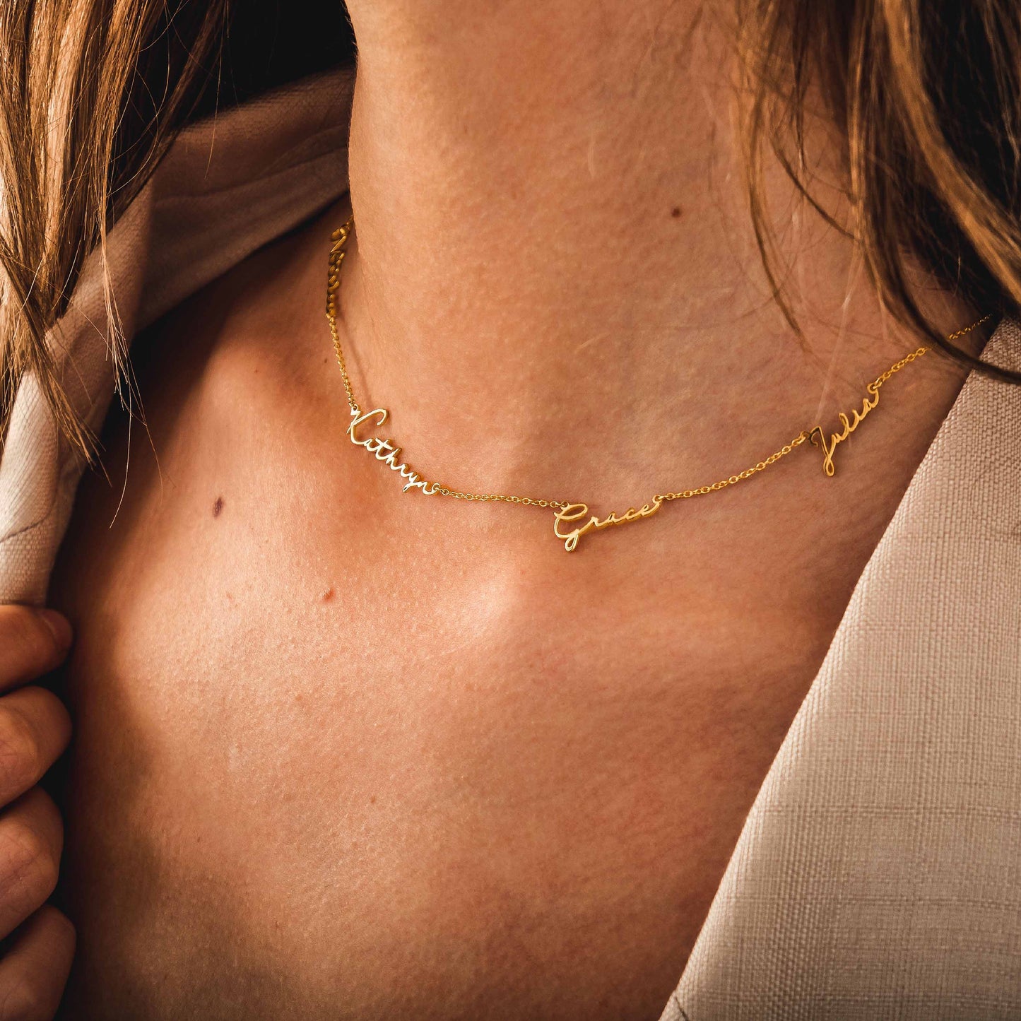 14K Solid Gold Name and Initial Necklace