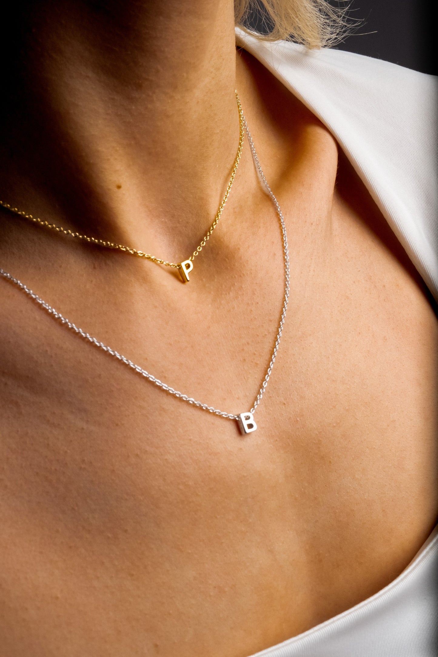 Handmade Gold Initial Necklace with Silver