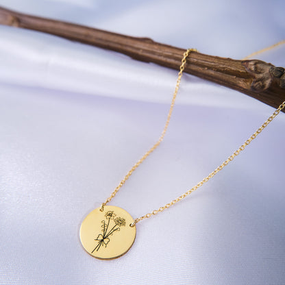 Birth Flower Necklace and Flower Name Necklace