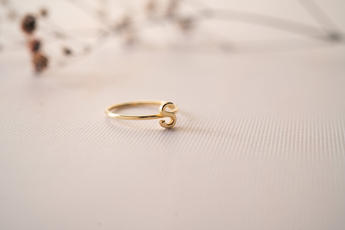 Handmade Dainty Tiny Initial Ring