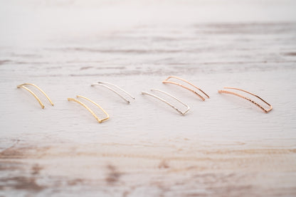 Minimalist Gold Filled Ear Climber Earrings and Silver