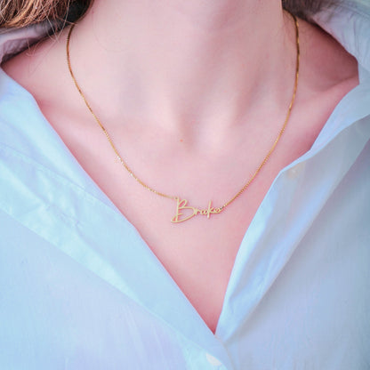 14K Gold Name Necklace with Box Chain