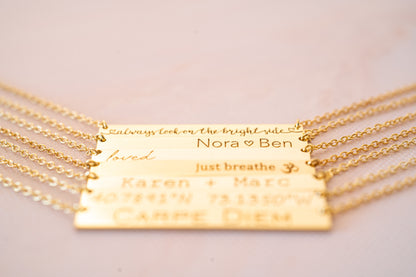 Personalized Gold and Rose Gold Bar Necklace
