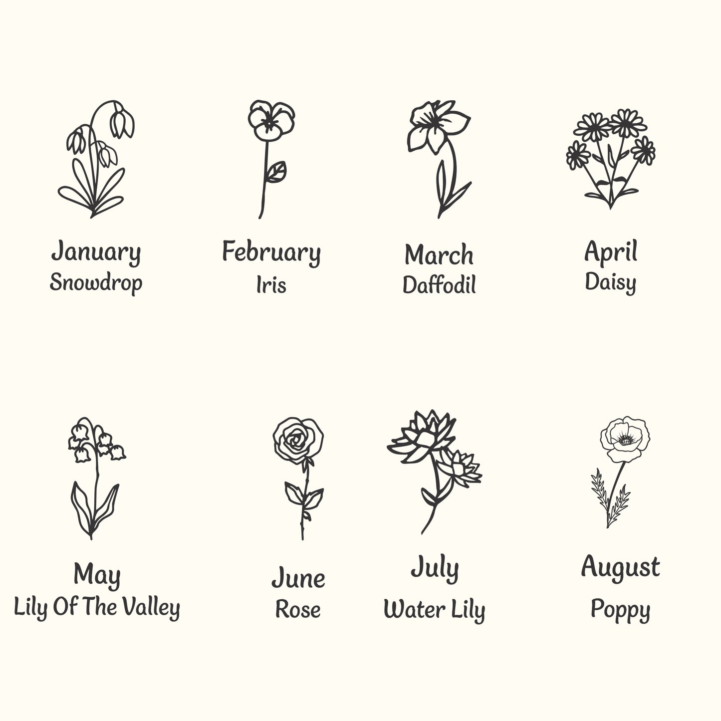 Birth Month Flower Engraved Necklace