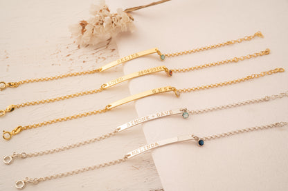 Personalized Birthstone and Coordinate Bracelet for Sisters