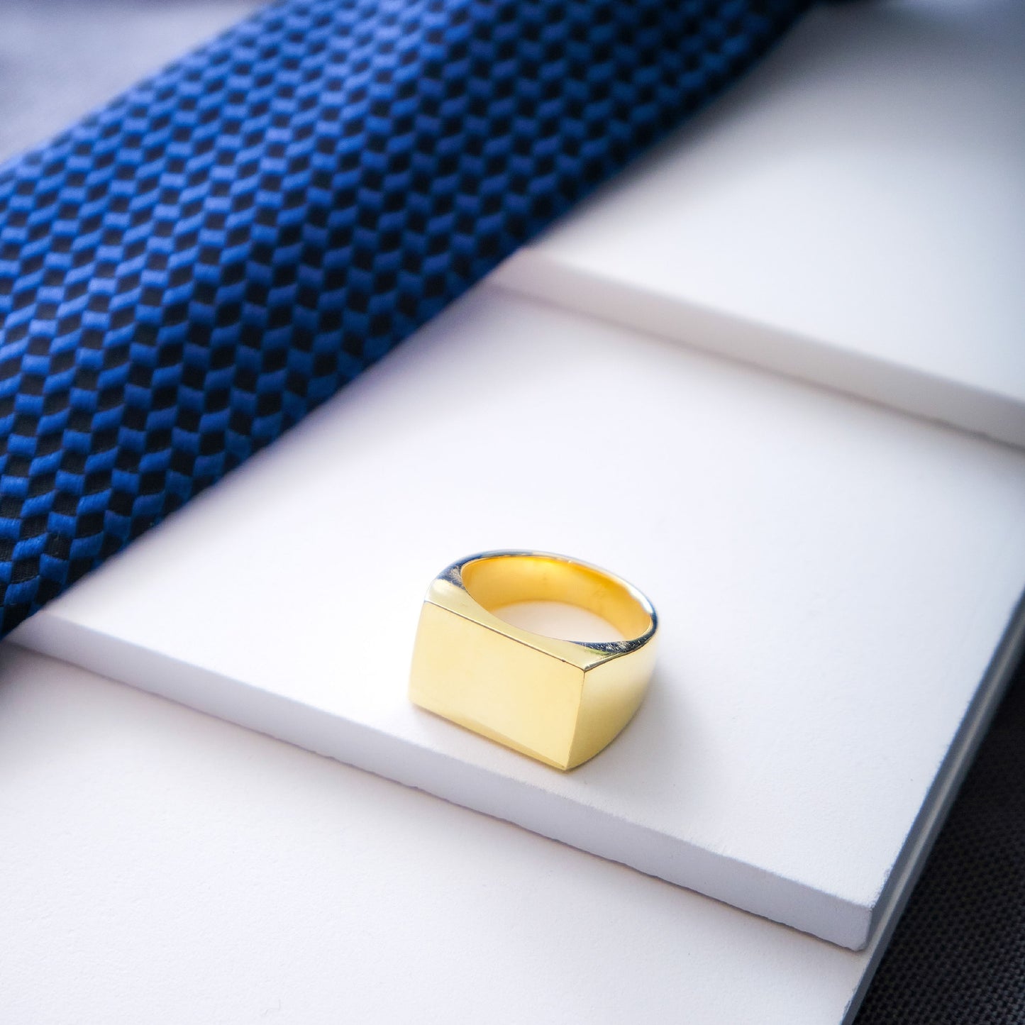 Rectangle Gold Signet Ring Men