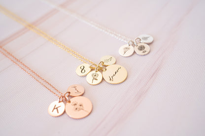 Custom Birth Flower Necklace with Initial and Lily