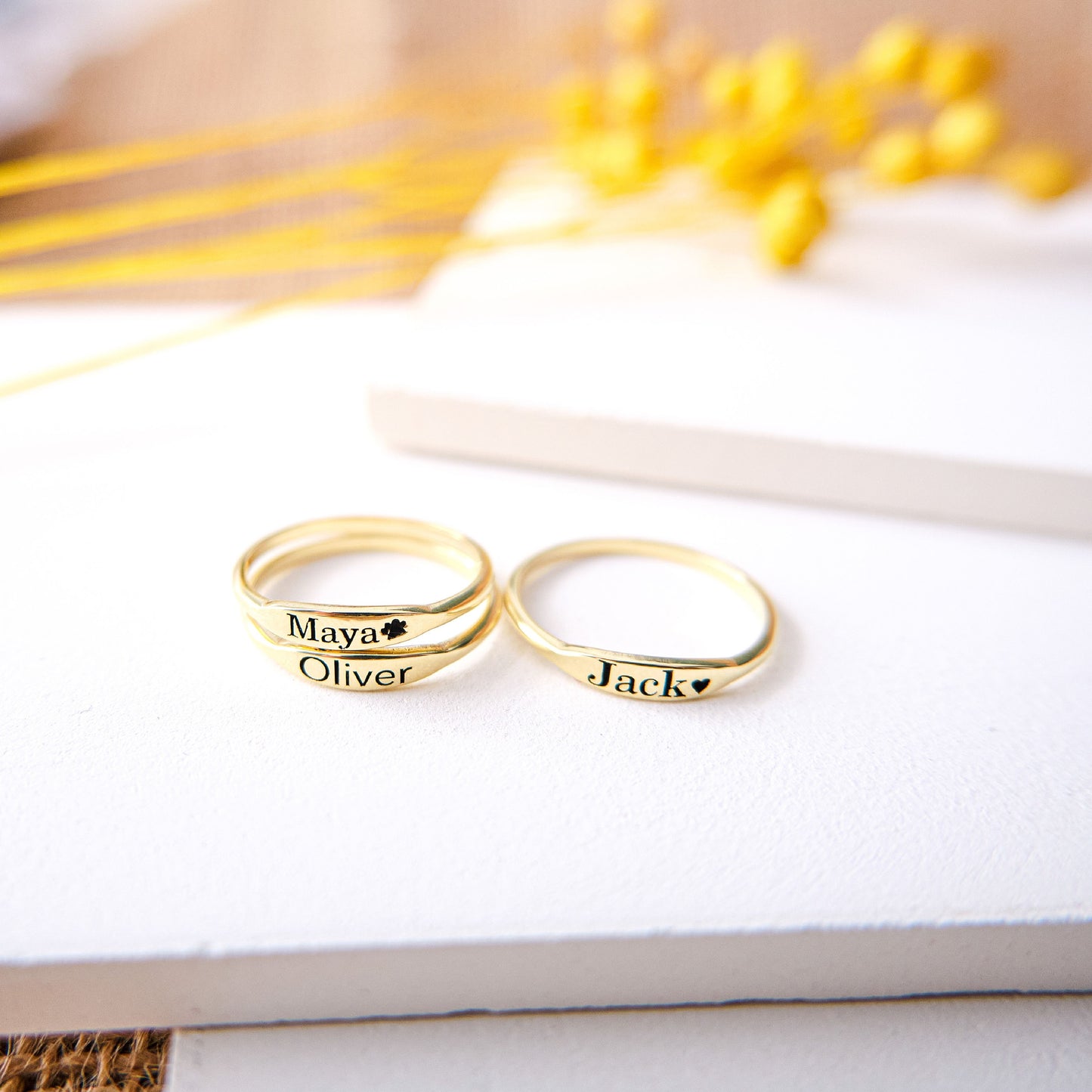 Custom Name Ring and Initial Signet Ring