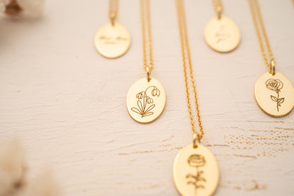 14k Gold Birthflower Necklace