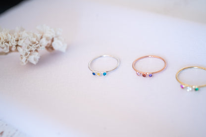 Birthstone Stacking Ring and Pinky Promise Ring