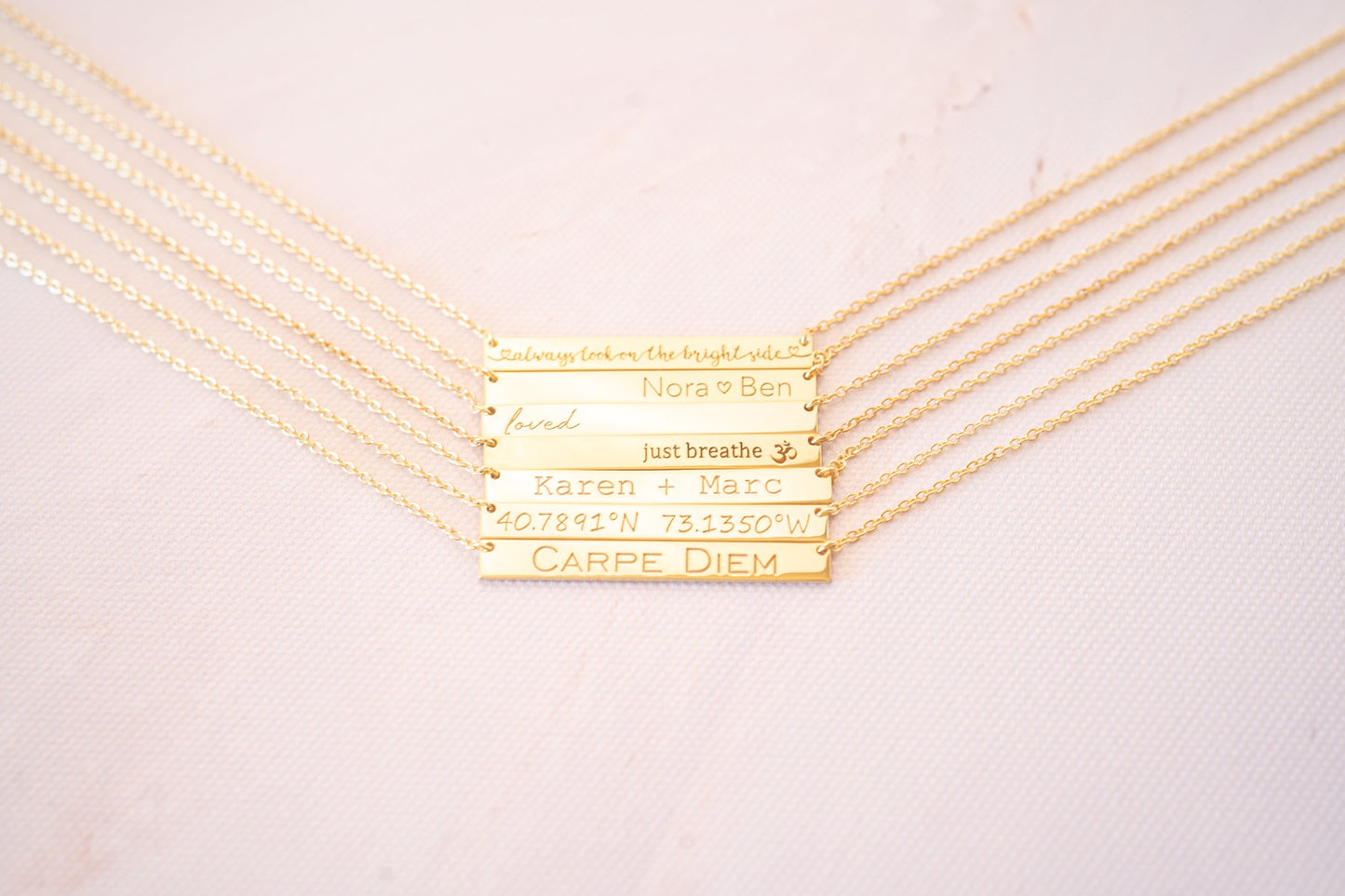 Personalized Gold and Rose Gold Bar Necklace