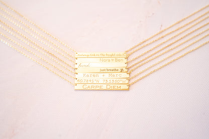 Personalized Gold and Rose Gold Bar Necklace
