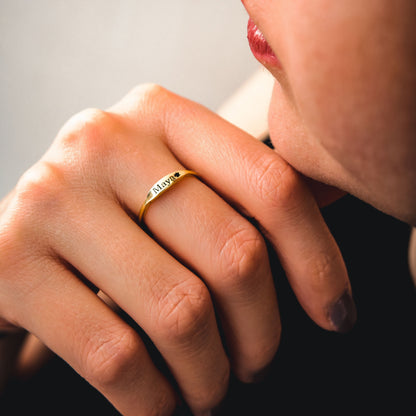 Custom Name Ring and Initial Signet Ring