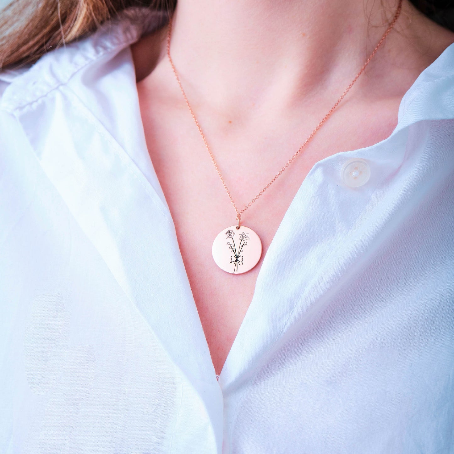 Birth Flower Name Necklace Mothers Day Gift