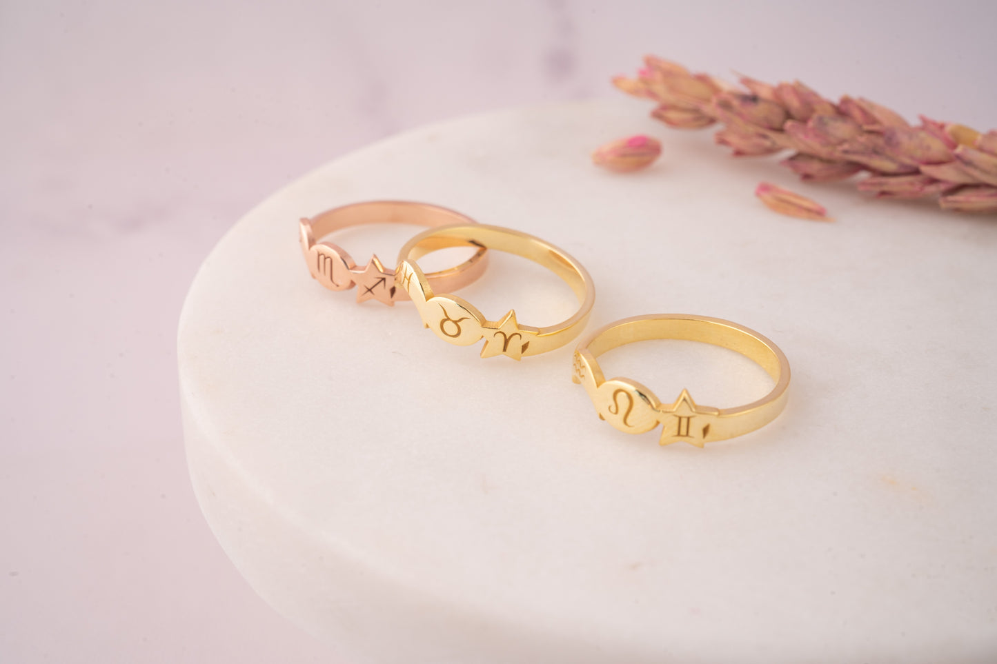 10k Solid Gold Zodiac Astrology Ring