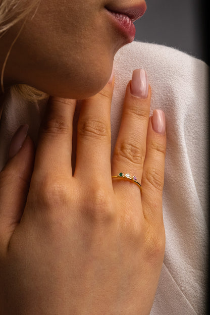 Birthstone Stacking Ring and Pinky Promise Ring