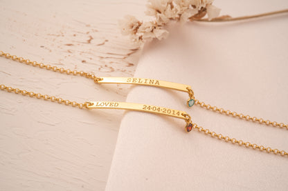 Personalized Birthstone and Coordinate Bracelet for Sisters