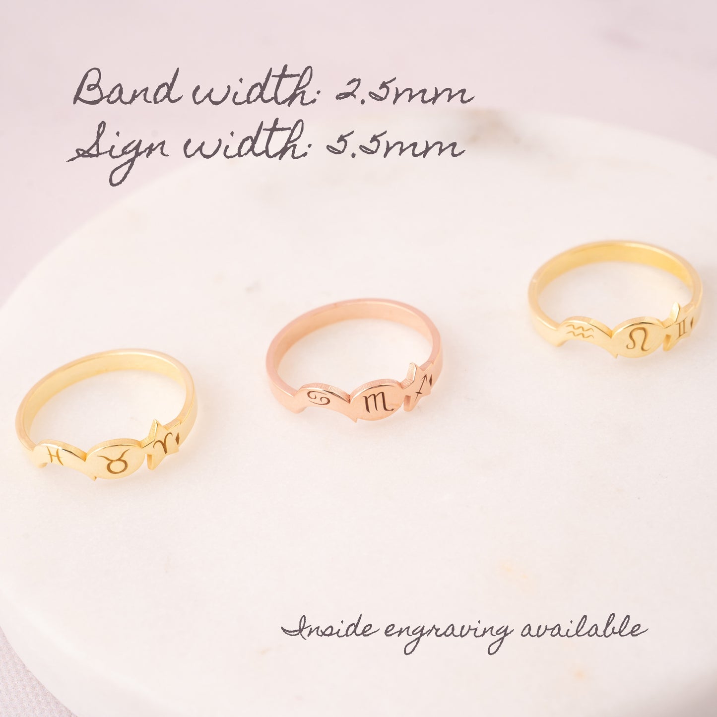 10k Solid Gold Zodiac Astrology Ring