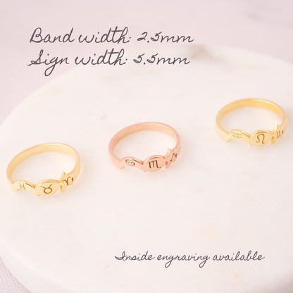 10k Solid Gold Zodiac Astrology Ring