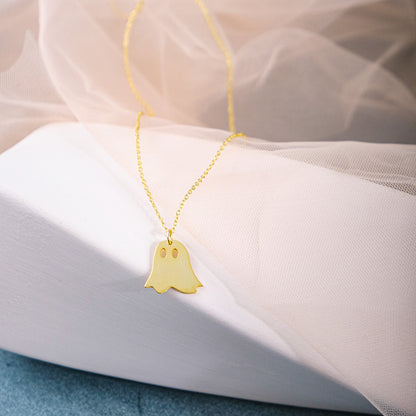 Ghost Pendant Charm Spooky Boo Necklace Gothic Jewelry