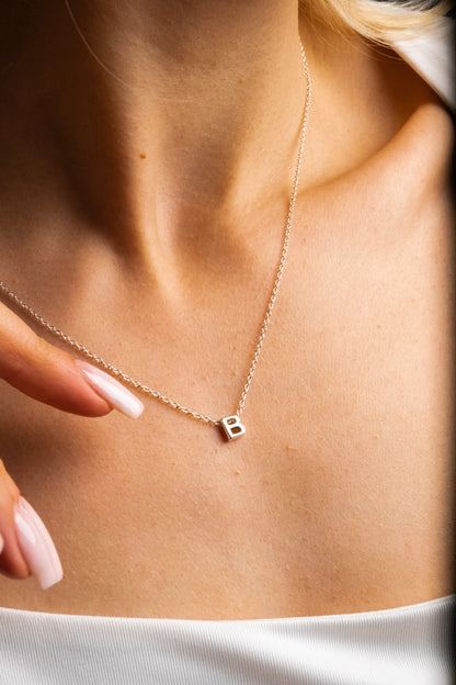 Handmade Gold Initial Necklace with Silver