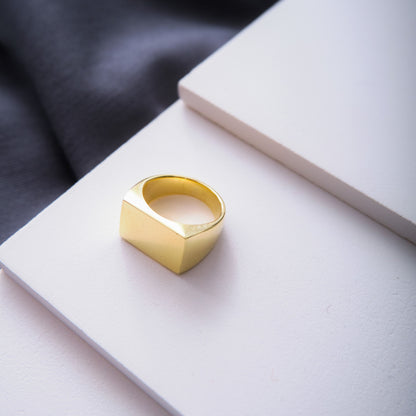 Rectangle Gold Signet Ring Men