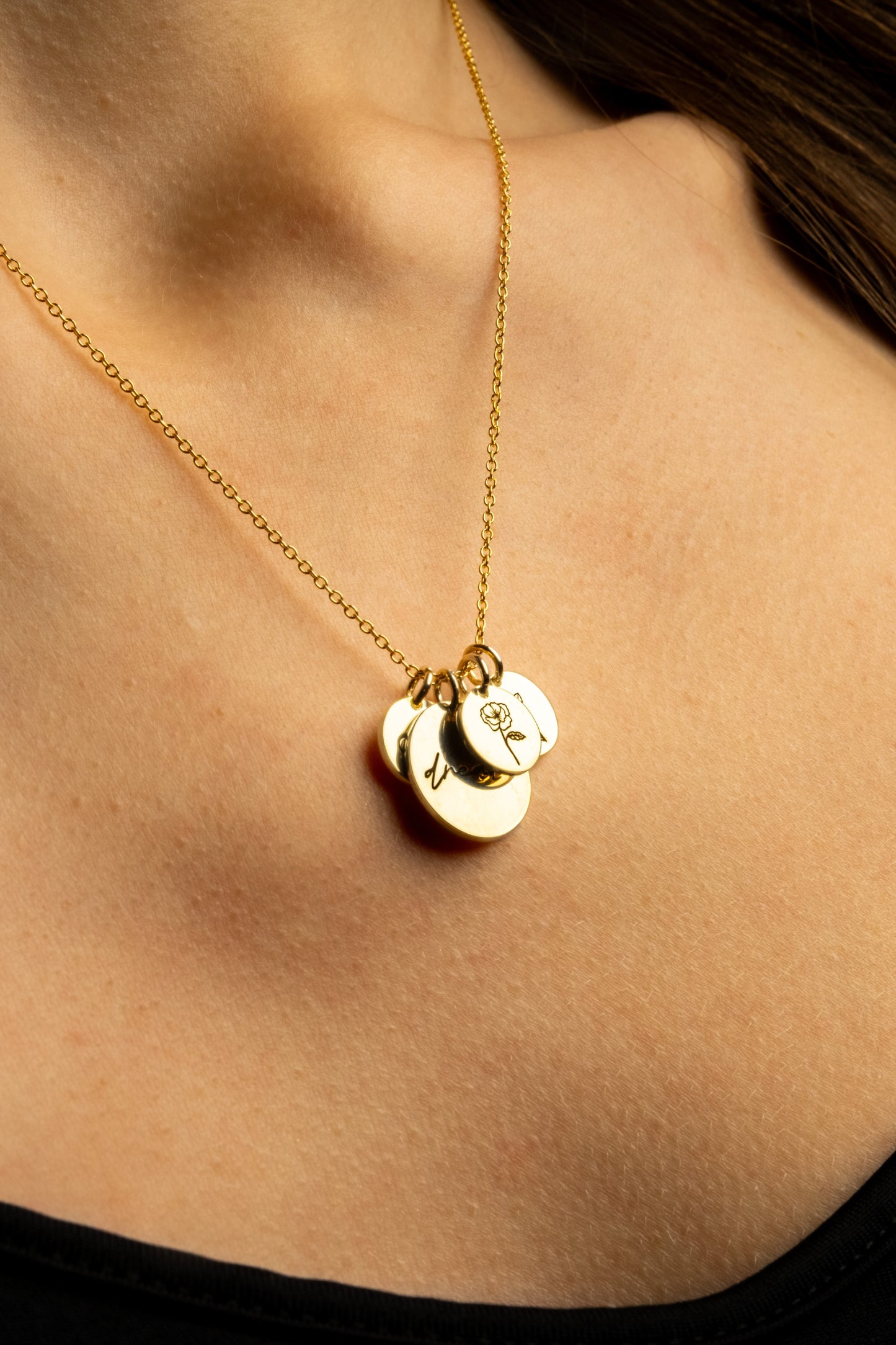 Custom Birth Flower Necklace with Initial and Lily