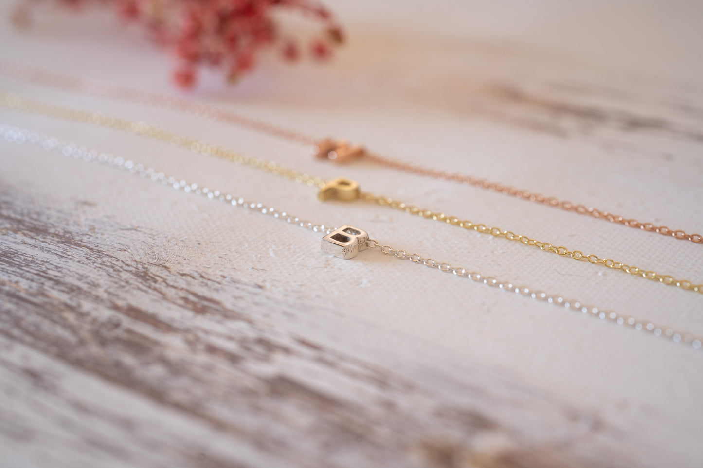 Handmade Gold Initial Necklace with Silver