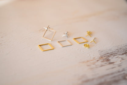 Minimalist Gold Earrings Set with Flat Back Studs