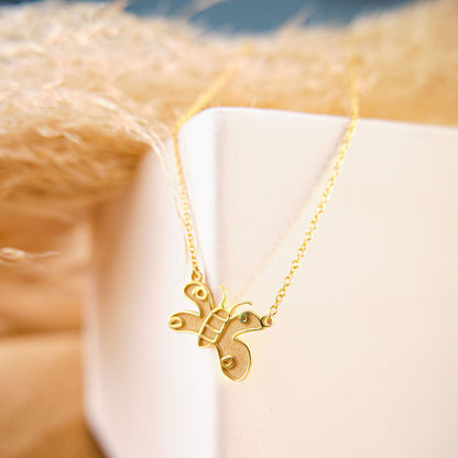 Actual Kids Drawing Necklace and Handwritten Gold Necklace