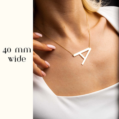 Personalized Gold Initial Necklace with Big Letter and