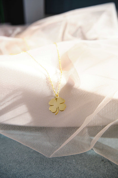 Four Leaf Shamrock Clover Necklace and Gold Clover