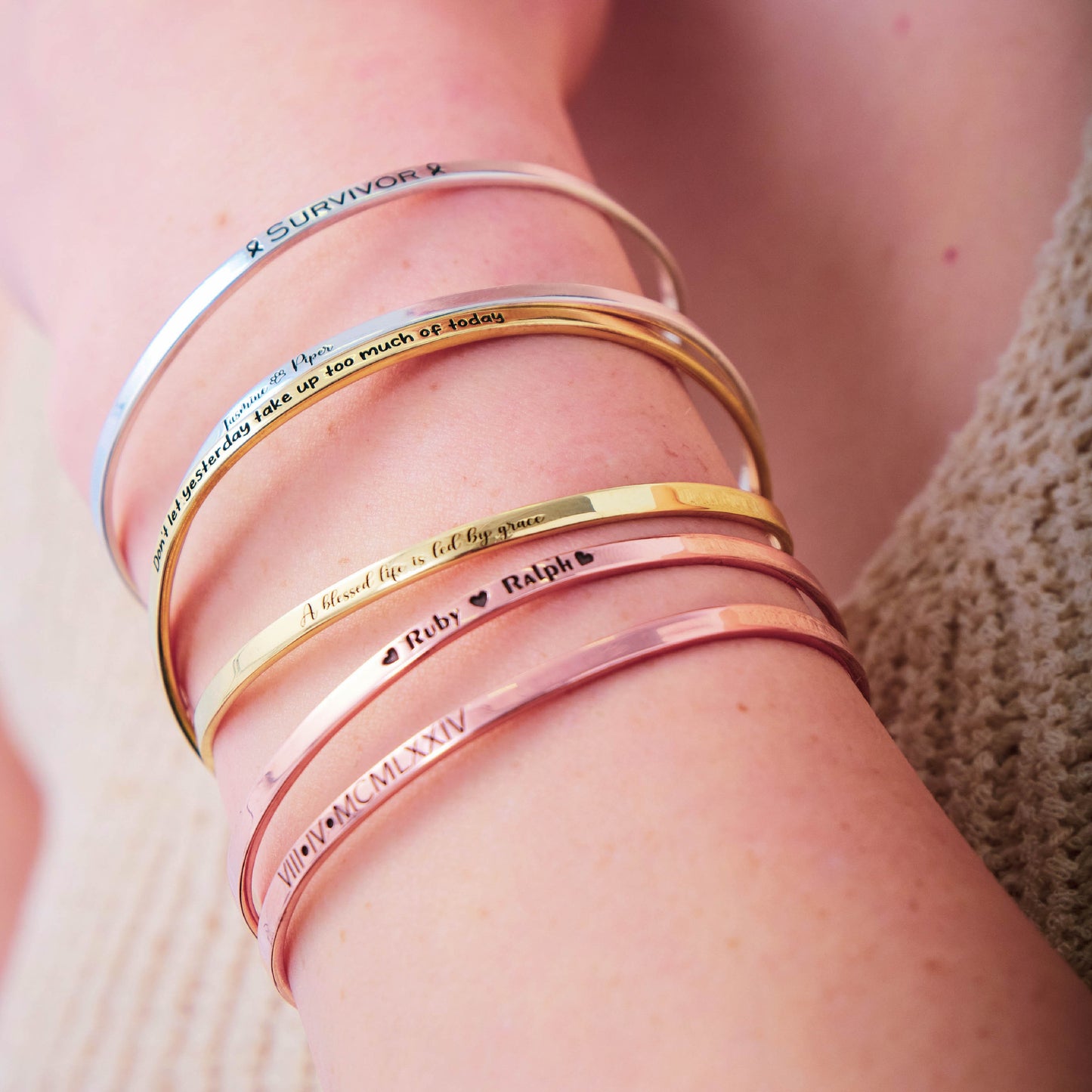 Custom Gold Friendship Bracelet Engraved Personalized Name