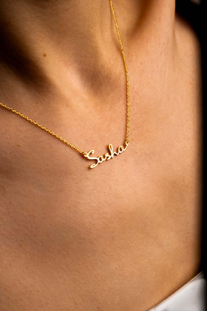 Solid Gold Name Necklace Personalized for Summer Jewelry