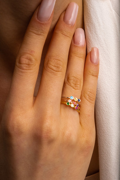 Birthstone Stacking Ring and Pinky Promise Ring