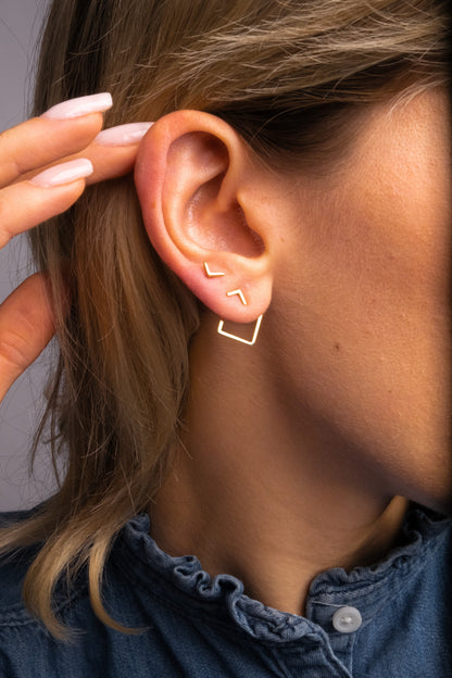 Minimalist Gold Earrings Set with Flat Back Studs