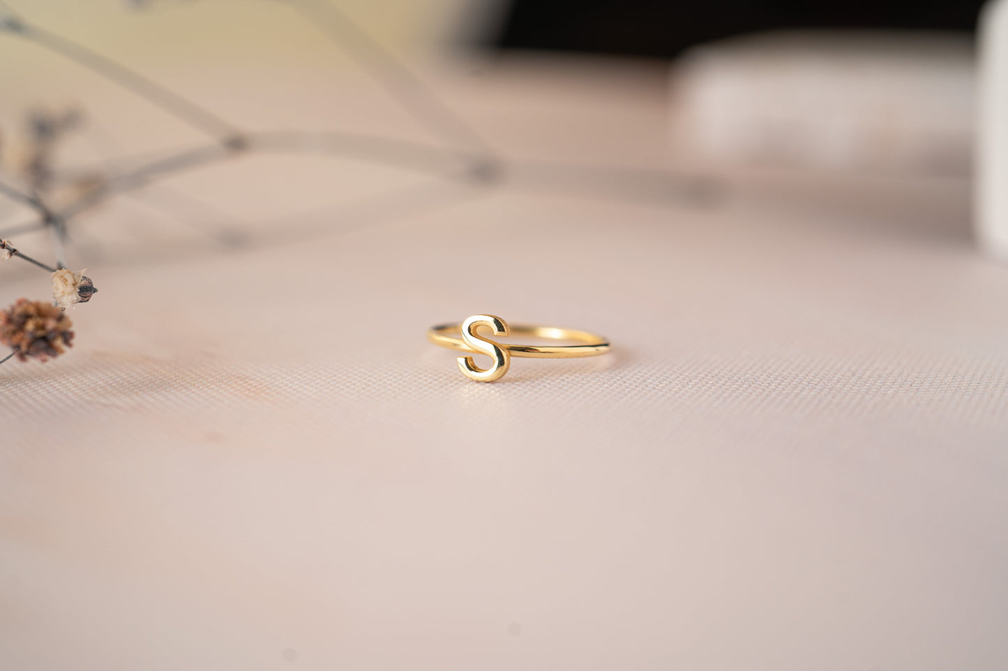 Handmade Dainty Tiny Initial Ring