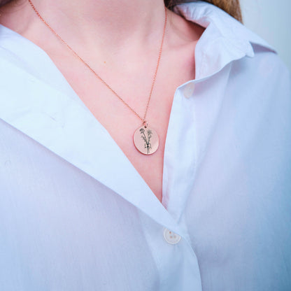 Birth Flower Name Necklace Mothers Day Gift
