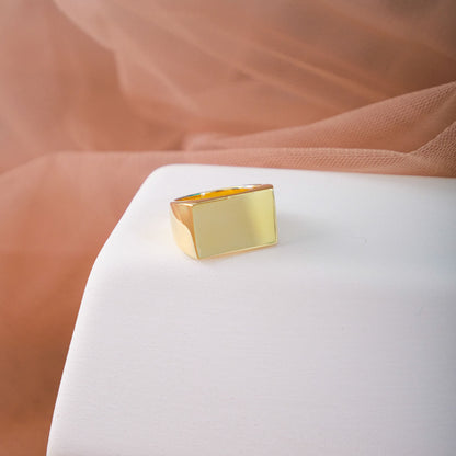 Rectangle Gold Signet Ring Men