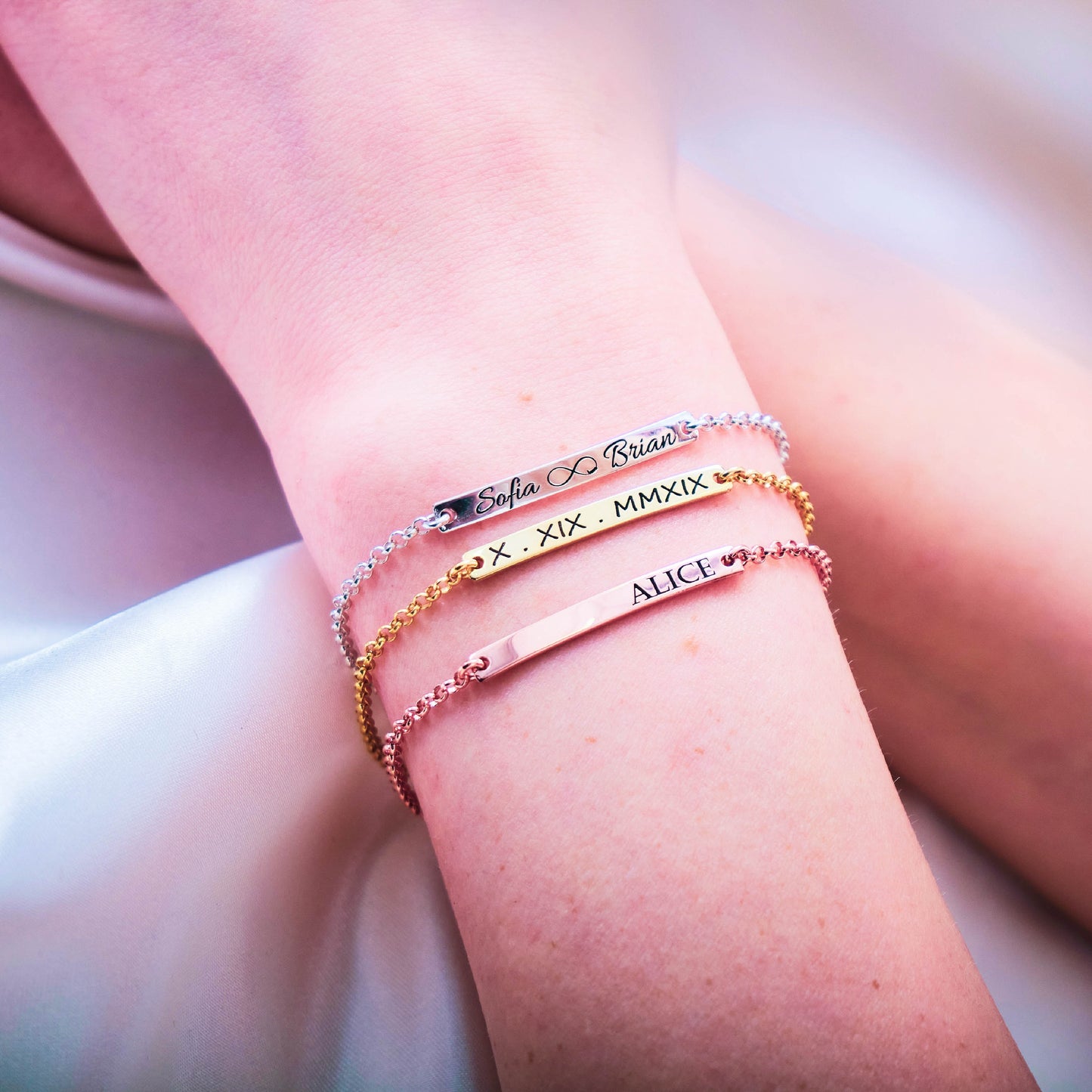 Gold Bar Custom Name Bracelet