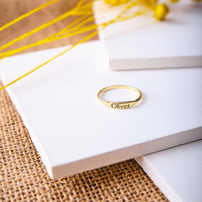 Custom Name Ring and Initial Signet Ring