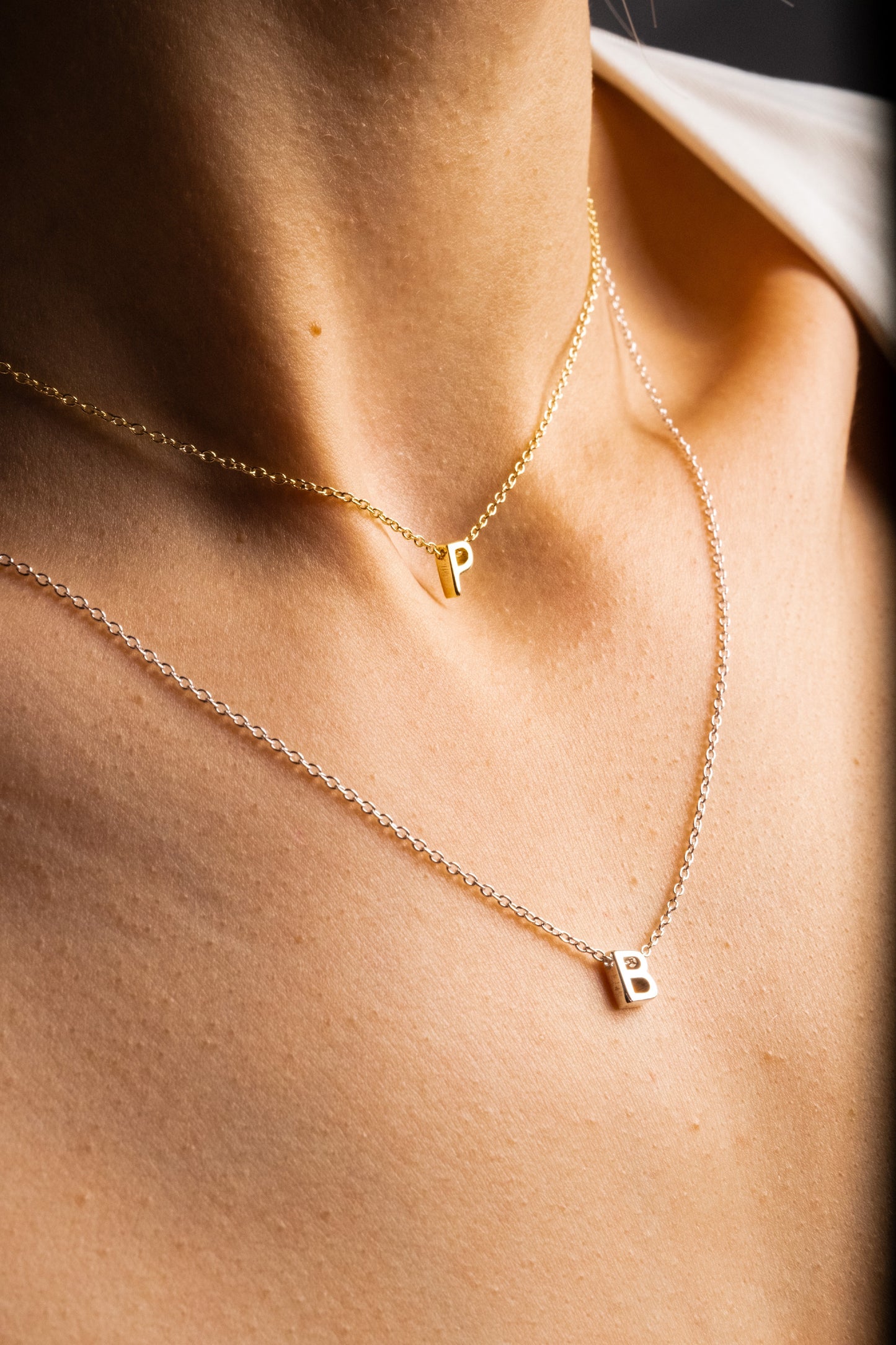 Handmade Gold Initial Necklace with Silver