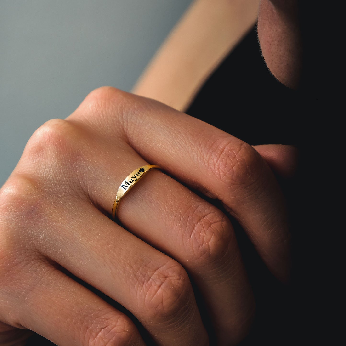 Custom Name Ring and Initial Signet Ring