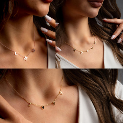 Personalized Gold Letter Initial Necklace for Mom