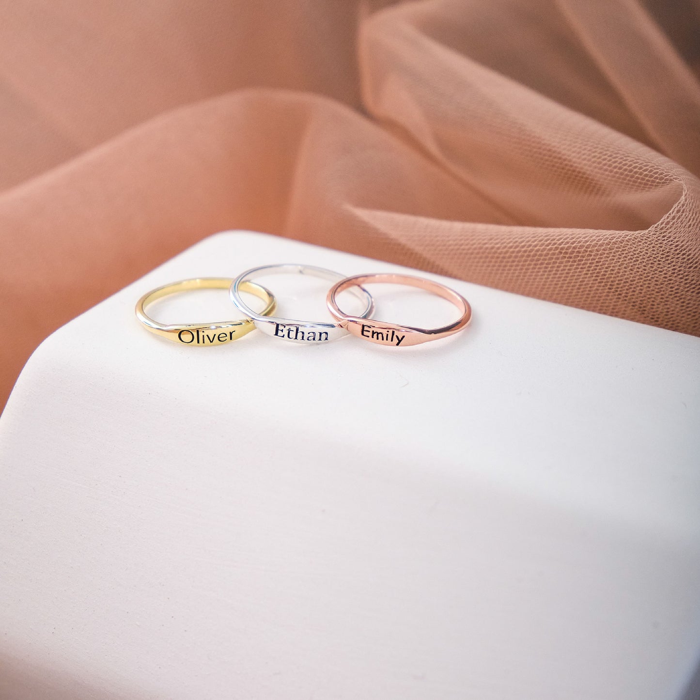 Custom Name Ring and Initial Signet Ring