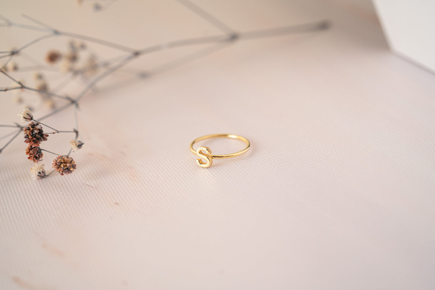 Handmade Dainty Tiny Initial Ring