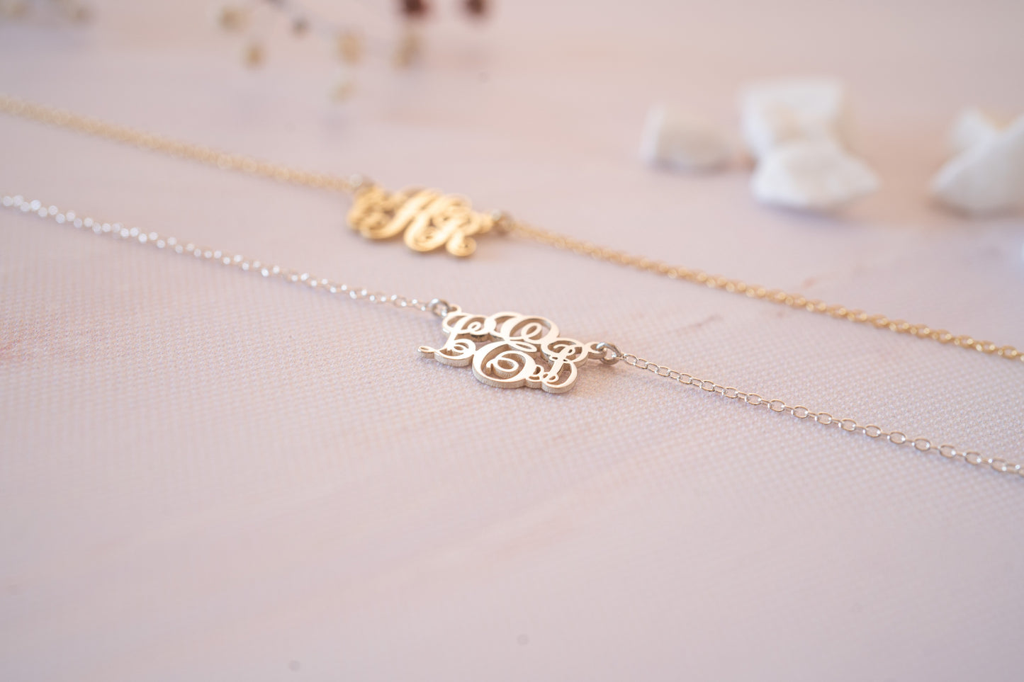 Dainty Initial Necklace with Family Name