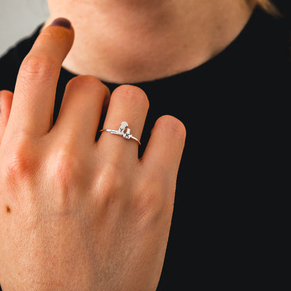 Cat and Dog Dainty Initial Ring Pet Memorial